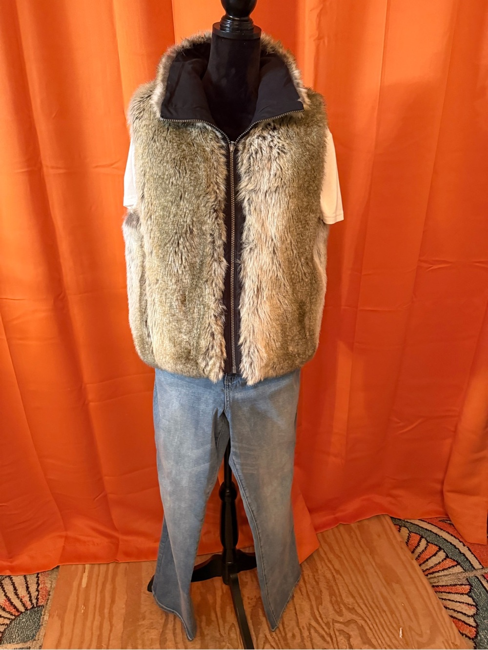 Weatherproof Faux Fur Reversible Vest in Brown, Tan, Cream